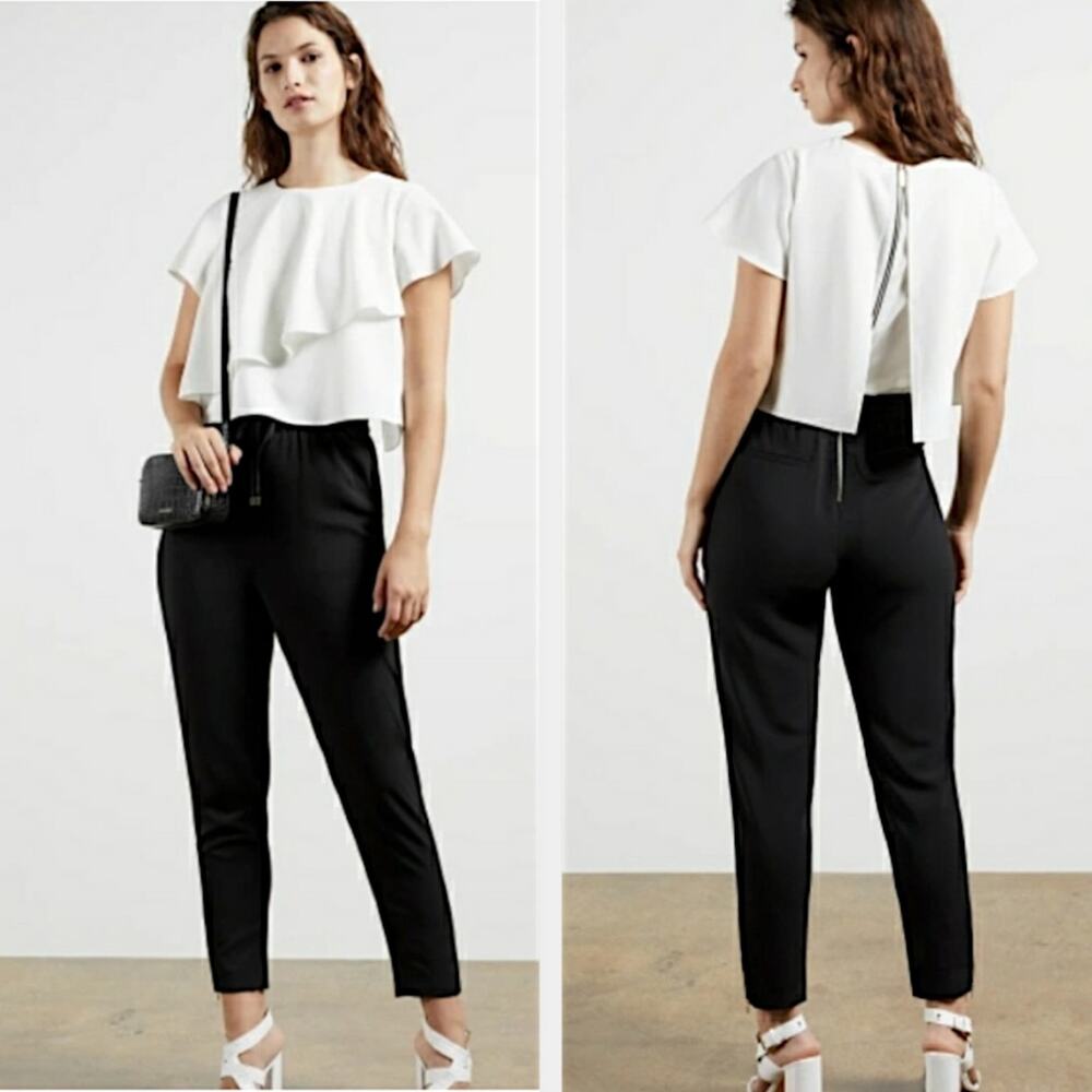 TED BAKER Cascade Layered Jumpsuit Two-Tone Crepe Elegant Career Office Preppy
